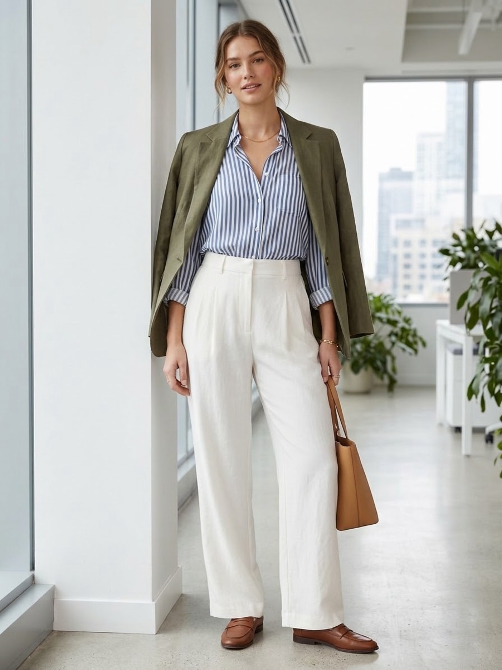 Aritzia The Effortless Pant White Size 4 High Rise Wide Leg Office Trousers